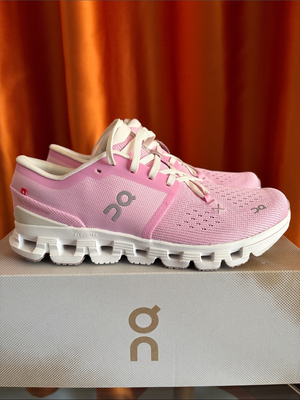 On Running Cloud Women's Athletic Sneakers in Pink and White